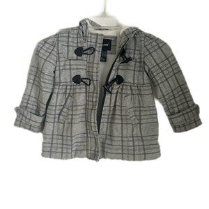 Me Jane Mini Grey Plaid Toggle Pea Coat